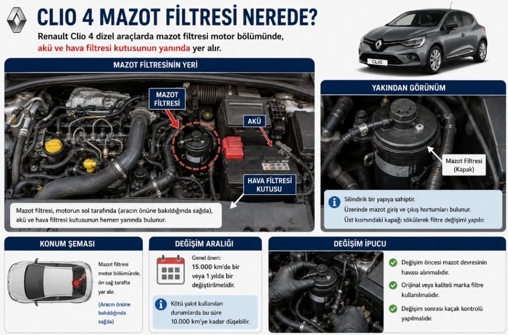 clio 4 mazot filtresi nerede