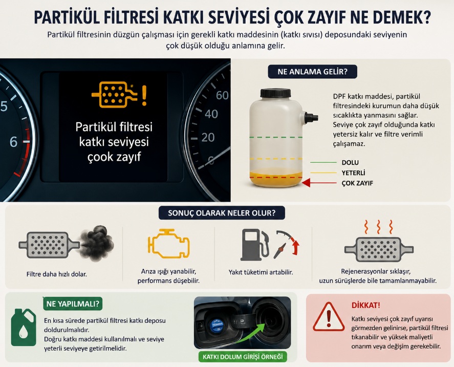 Partikül filtresi katkı seviyesi çok zayıf ne demek