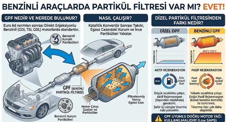 Benzinli araçlarda partikül filtresi var mı