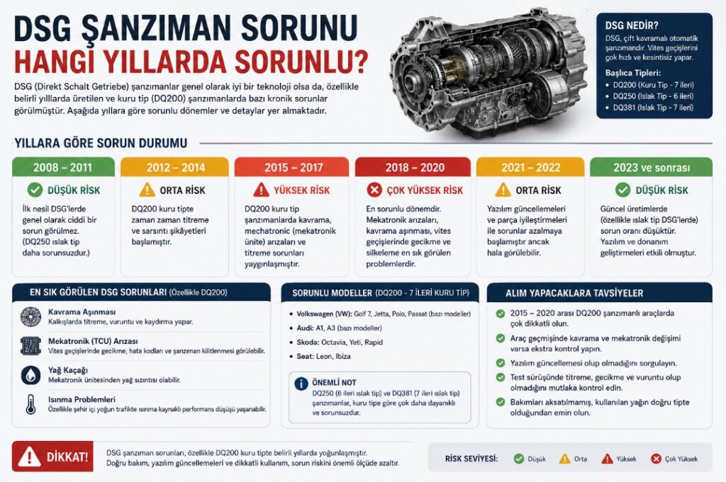 dsg şanzıman hangi yıllarda sorunlu