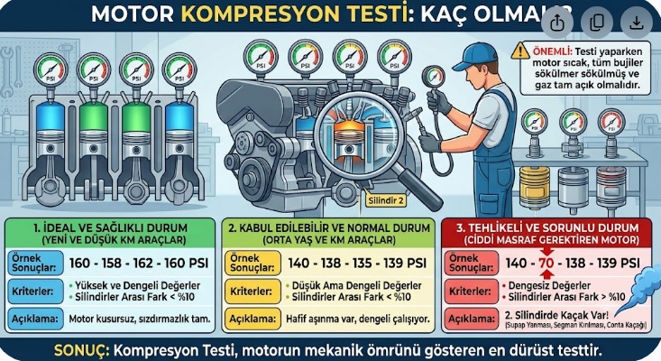 Motor kompresyon testi kaç olmalı