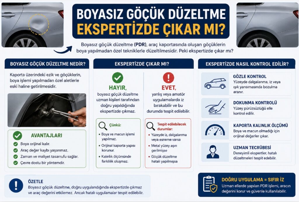 Boyasız göçük düzeltme ekspertizde çıkar mı