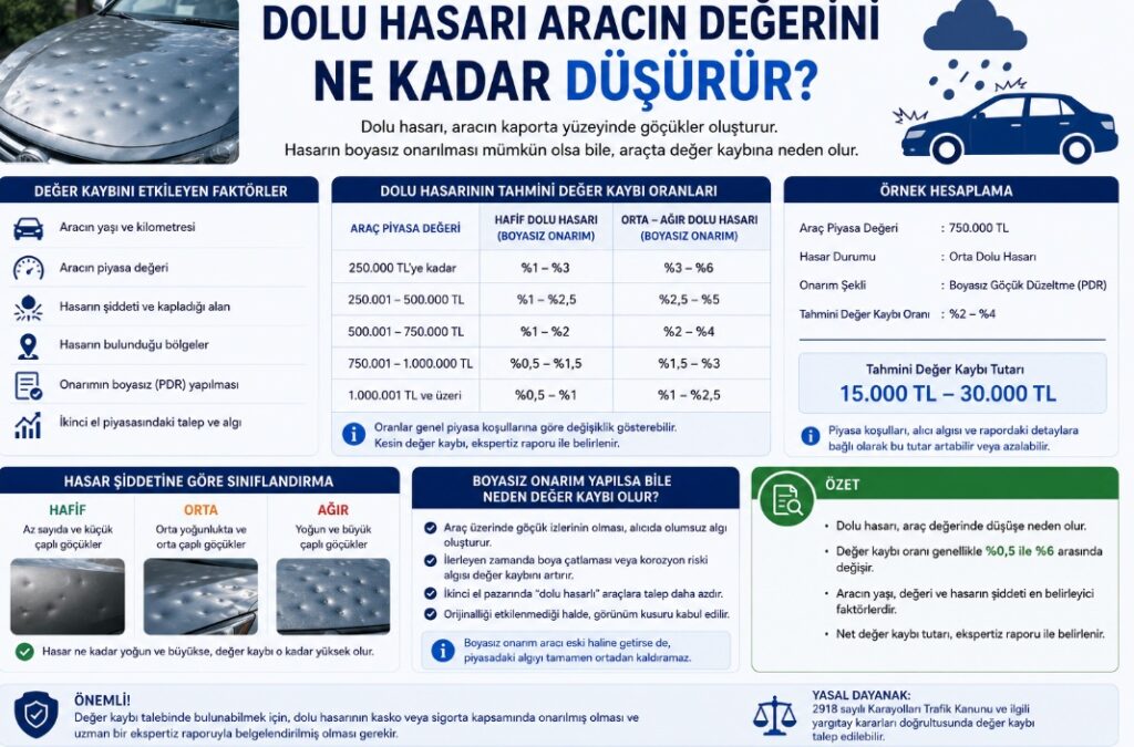 Dolu hasarı aracın değerini ne kadar düşürür