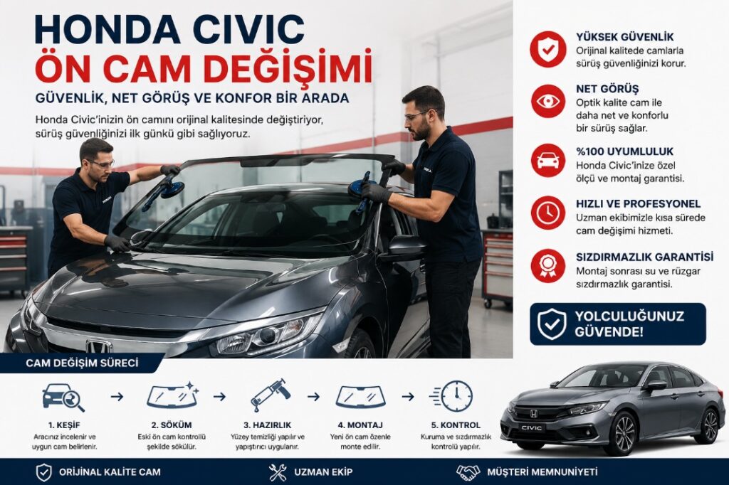 hONDA Civic ön cam değişimi 1