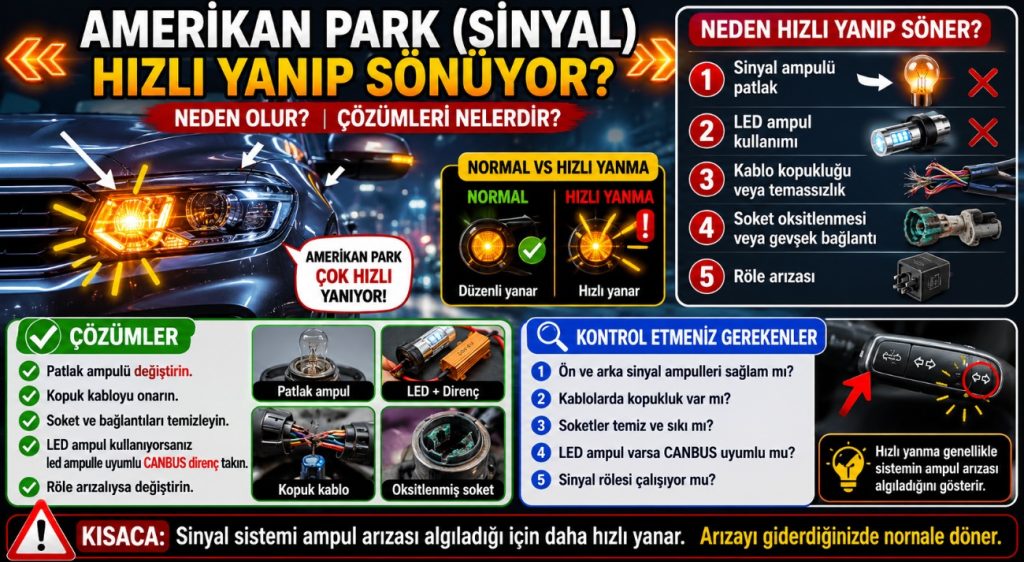 Amerikan park sinyal hızlı yanıp sönüyor