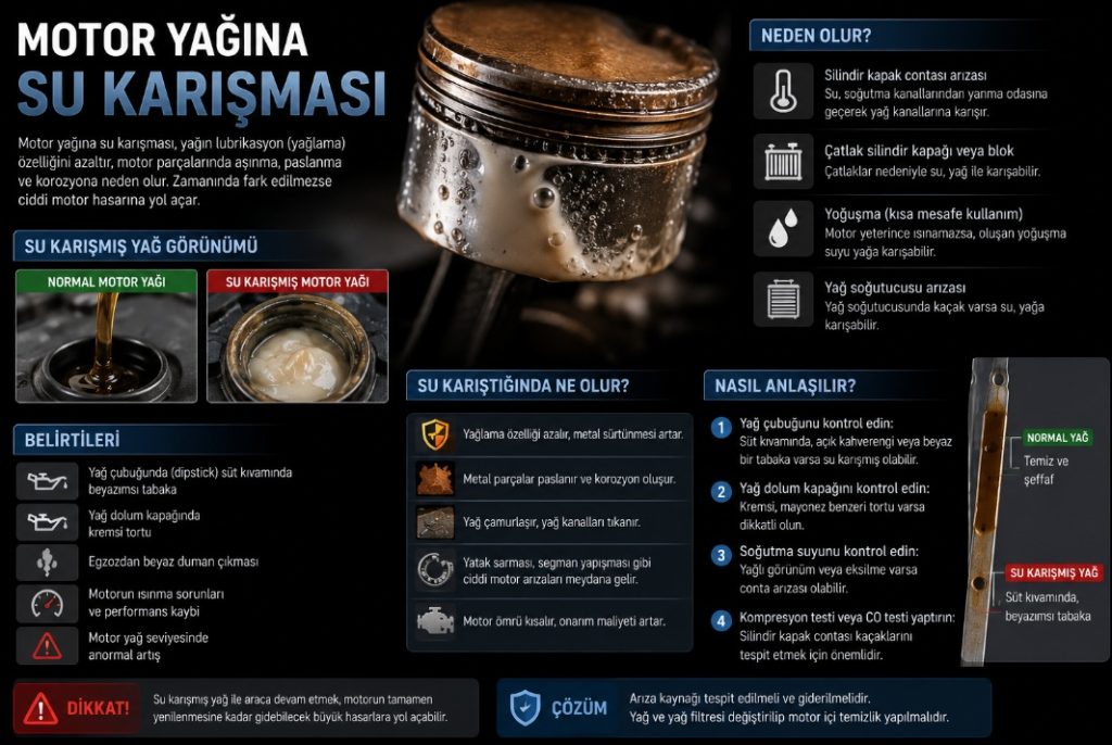 motor yağına su karışması