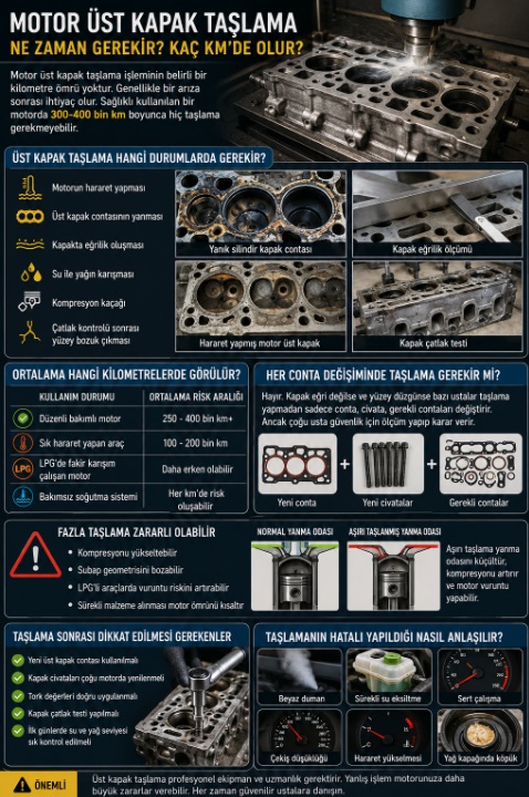 Motor üst kapak taşlama kaç km de gerekir