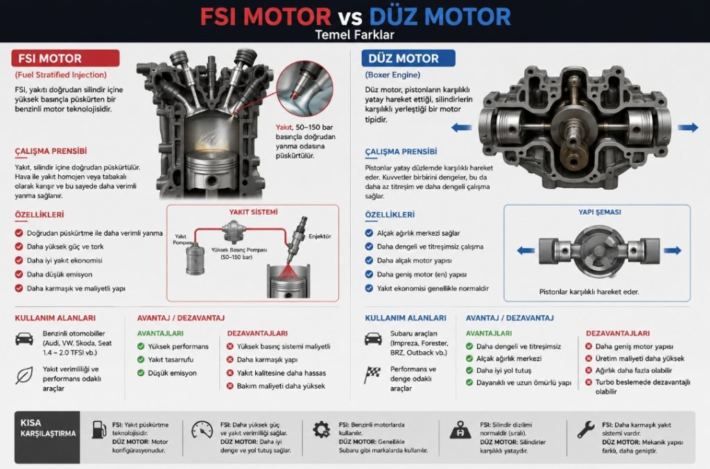 FSI ile düz motor arasındaki fark nedir