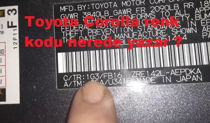 Toyota Corolla renk kodu nerede yazar 1