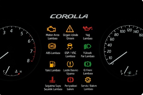 Toyota Corolla üçgen içinde ünlem işareti ne anlama gelir