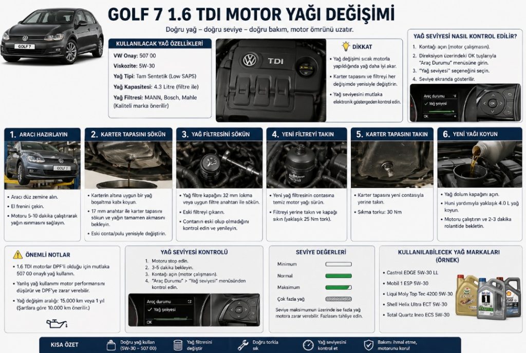 Golf 7 1.6 TDI yağ değişimi nasıl yapılır